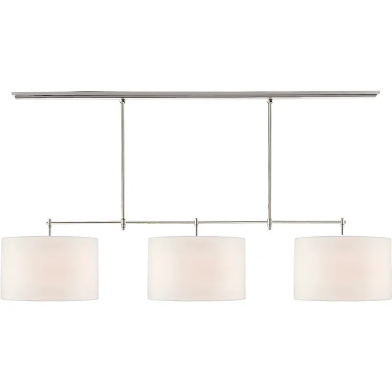 Thomas O'Brien Bryant 3 Light 60 inch Polished Nickel Billiard Light Ceiling Light in Linen, Large