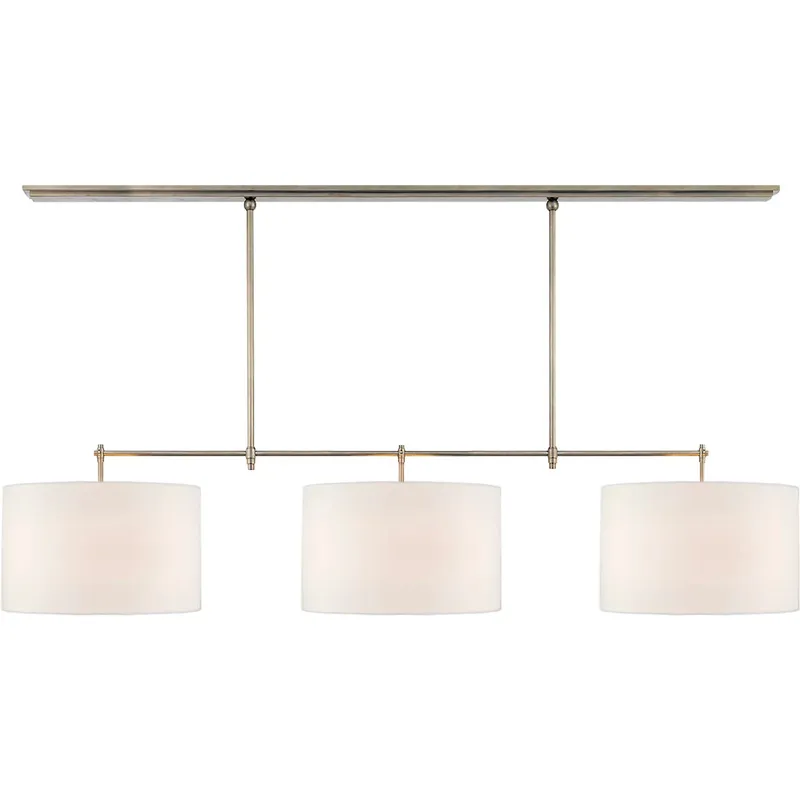 Thomas O'Brien Bryant 3 Light 60 inch Antique Nickel Billiard Light Ceiling Light in Linen, Large