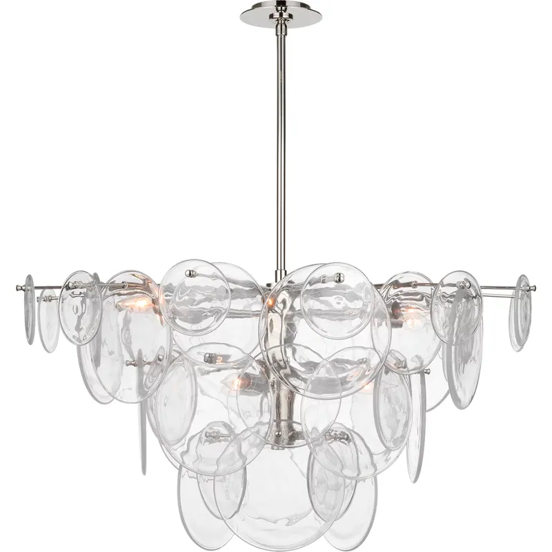 AERIN Loire 9 Light 37.25 inch Polished Nickel Chandelier Ceiling Light in Clear Strie Glass, Large