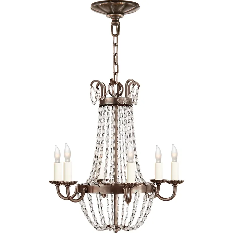 Chapman & Myers Paris Flea Market 6 Light 16.25 inch Sheffield Silver Chandelier Ceiling Light, Petite