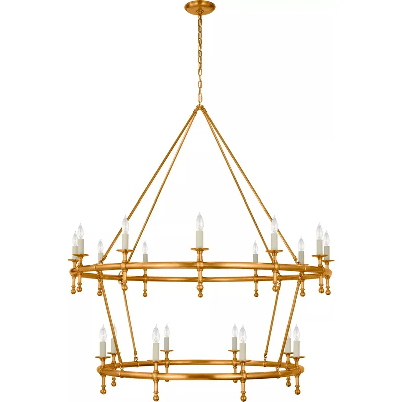 Chapman & Myers Classic LED 54.5 inch Antique-Burnished Brass Two-Tier Ring Chandelier Ceiling Light in (None)