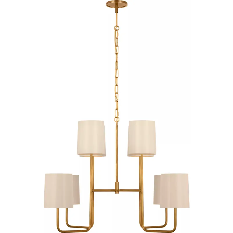 Barbara Barry Go Lightly LED 30 inch Soft Brass Two Tier Chandelier Ceiling Light in China White, Extra Large