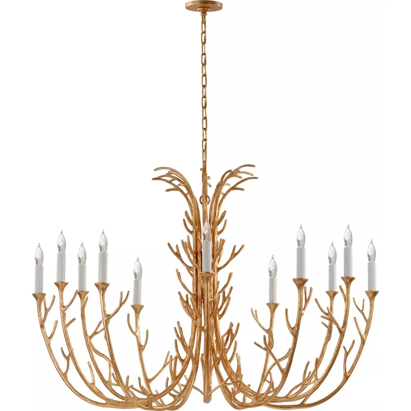 Julie Neill Silva 12 Light 48.25 inch Antique Gold Leaf Chandelier Ceiling Light, Grande