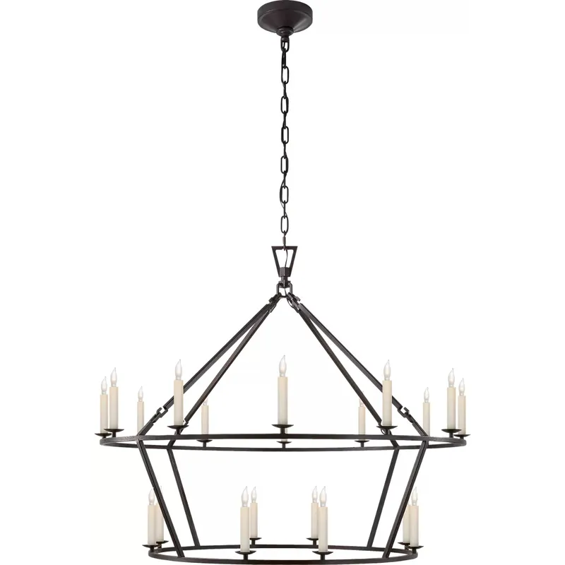 Chapman & Myers Darlana 20 Light 40 inch Aged Iron Two-Tiered Ring Chandelier Ceiling Light, Large