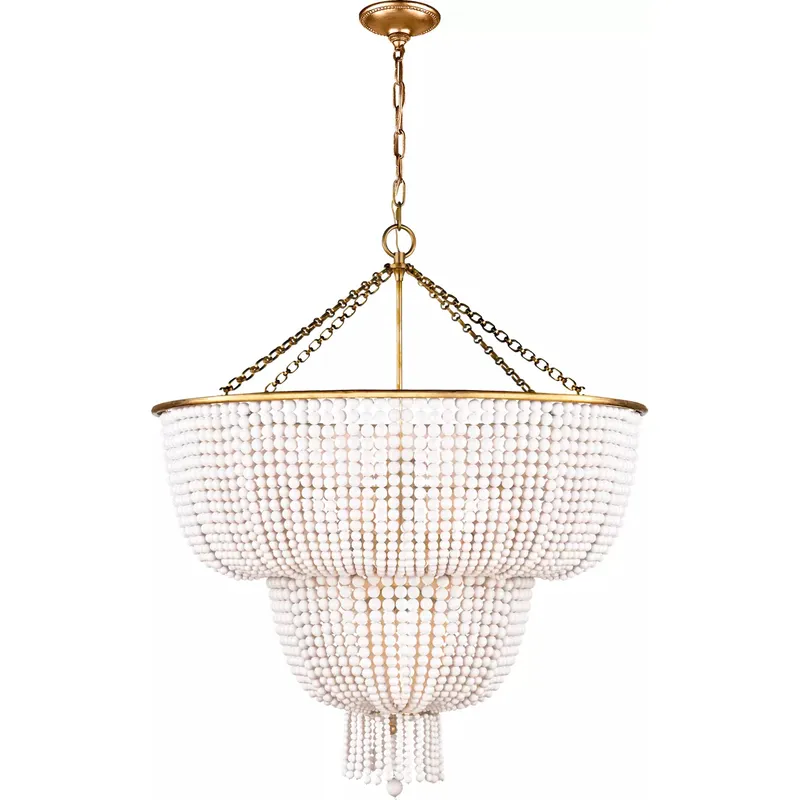 AERIN Jacqueline 12 Light 32.25 inch Hand-Rubbed Antique Brass Two-Tier Chandelier Ceiling Light in White Acrylic