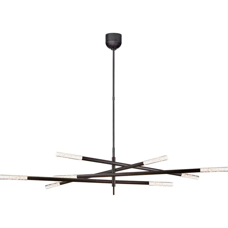 Kelly Wearstler Rousseau LED 65 inch Bronze Articulating Chandelier Ceiling Light in Seeded Glass, Grande