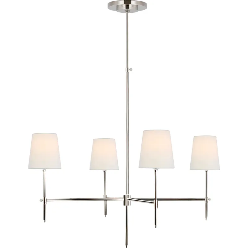 Thomas O'Brien Bryant 4 Light 36 inch Polished Nickel Chandelier Ceiling Light in Linen, Large