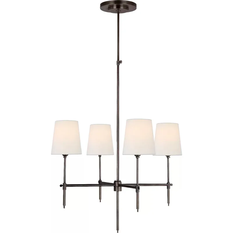 Thomas O'Brien Bryant 4 Light 26 inch Bronze Chandelier Ceiling Light in Linen, Small
