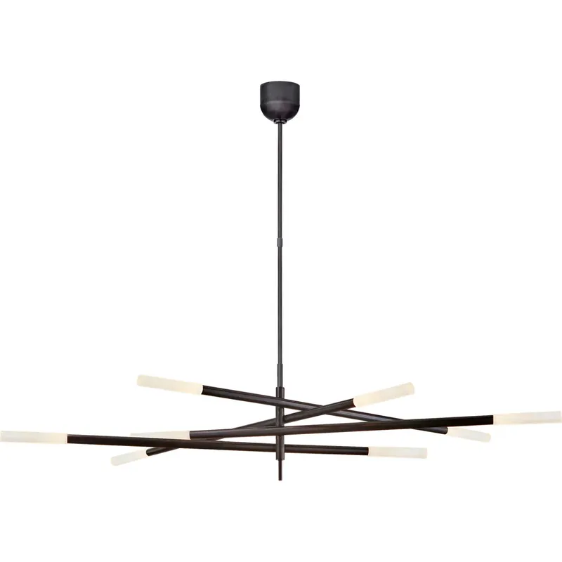 Kelly Wearstler Rousseau LED 65 inch Bronze Articulating Chandelier Ceiling Light in Etched Crystal, Grande