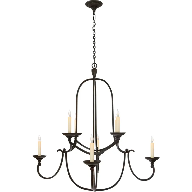 Chapman & Myers Flemish 8 Light 35.5 inch Aged Iron Chandelier Ceiling Light in (None), Medium