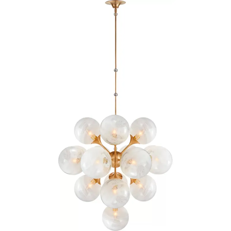 AERIN Cristol 17 Light 33.25 inch Hand-Rubbed Antique Brass Tiered Chandelier Ceiling Light, Large