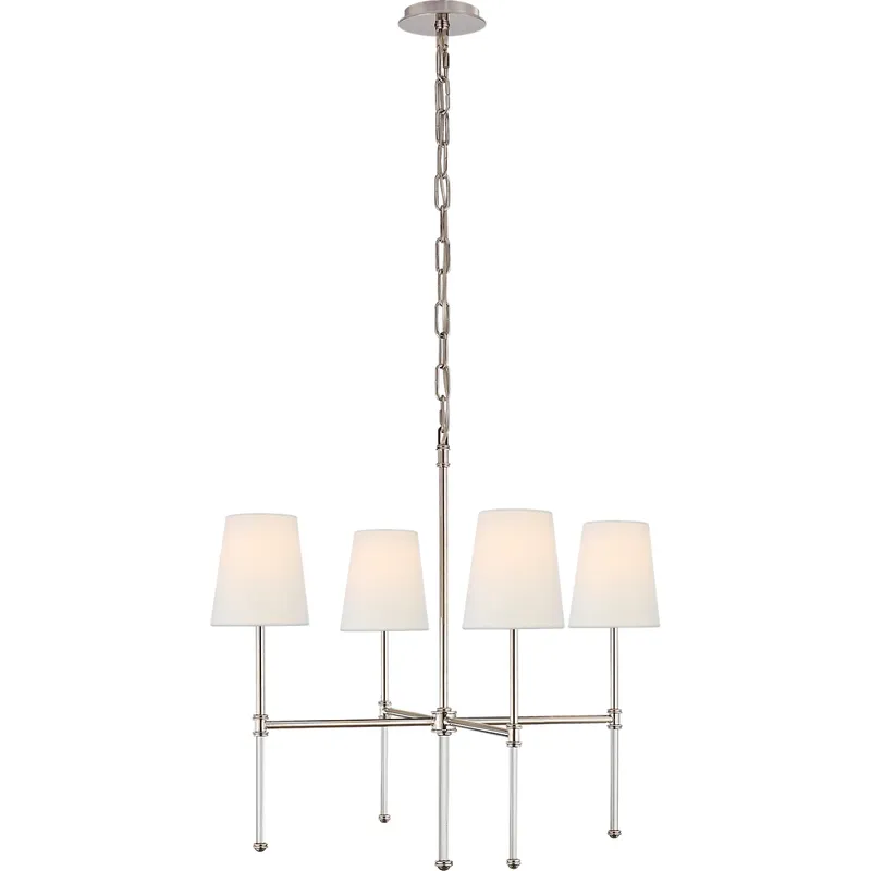 Suzanne Kasler Camille 4 Light 27.25 inch Polished Nickel Chandelier Ceiling Light in Linen, Small