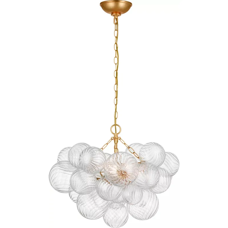Julie Neill Talia LED 24 inch Gild and Clear Swirled Glass Chandelier Ceiling Light, Small