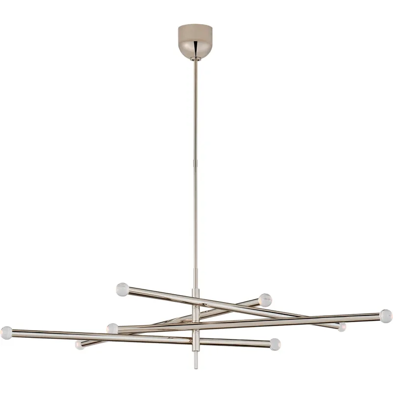 Kelly Wearstler Rousseau LED 53.25 inch Polished Nickel Articulating Chandelier Ceiling Light in Clear Glass, Grande