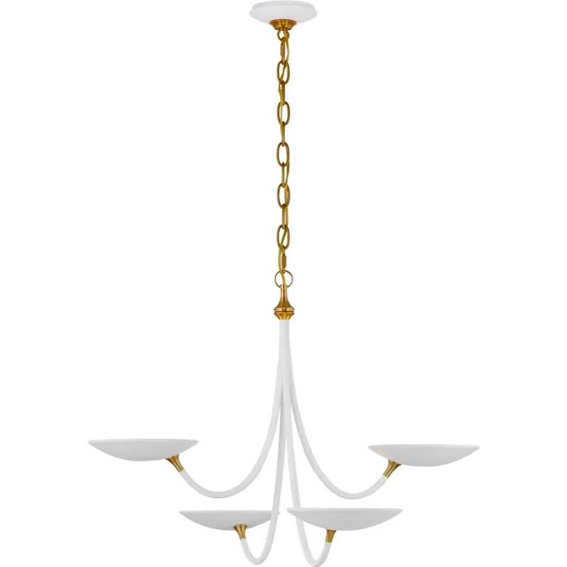 Thomas O'Brien Keria LED 29.75 inch Matte White and Hand-Rubbed Antique Brass Chandelier Ceiling Light, Medium