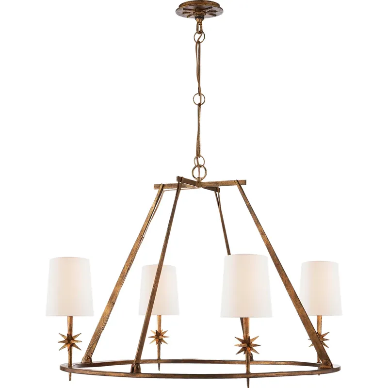 Ian K. Fowler Etoile 4 Light 35.5 inch Gilded Iron Chandelier Ceiling Light in Linen