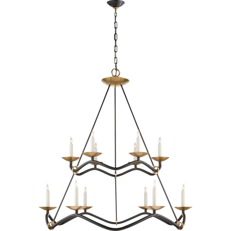 Barry Goralnick Choros 12 Light 42 inch Aged Iron Two-Tier Chandelier Ceiling Light