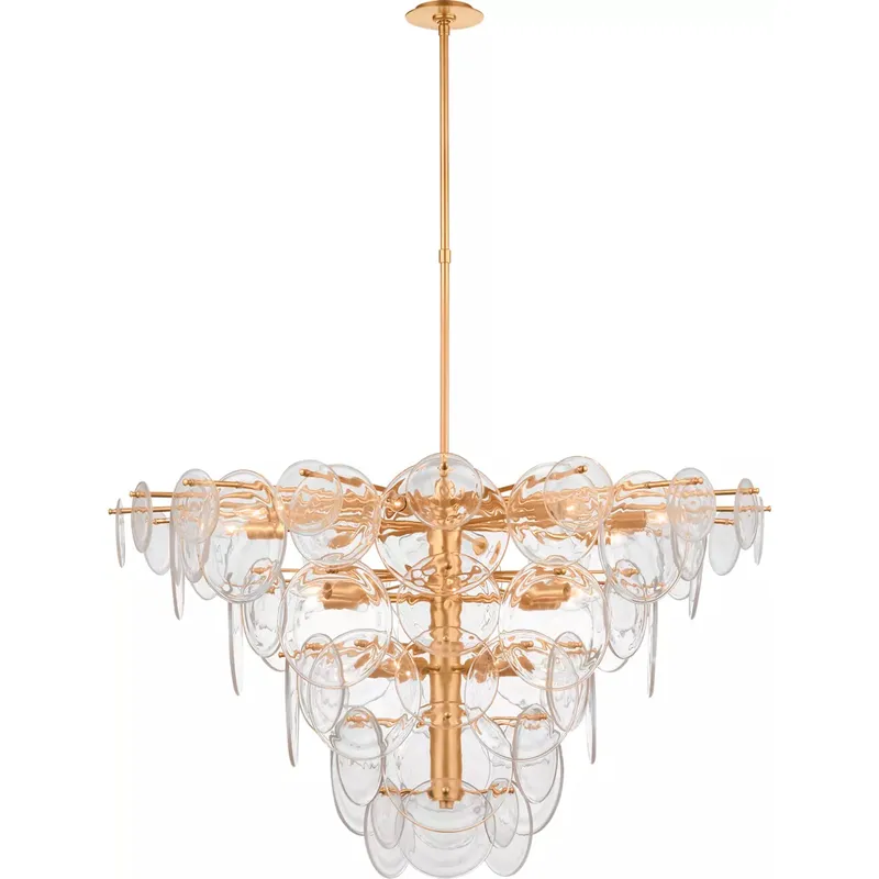 AERIN Loire 9 Light 37.25 inch Gild Chandelier Ceiling Light in Clear Strie Glass, Large