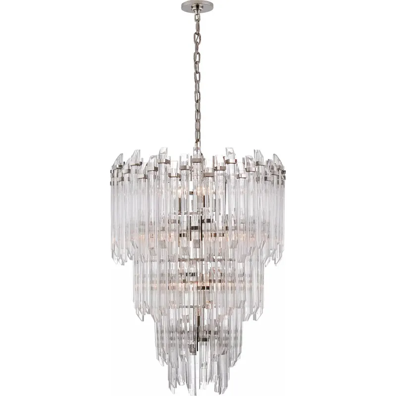 Suzanne Kasler Adele 12 Light 24 inch Polished Nickel with Clear Acrylic Three-Tier Waterfall Chandelier Ceiling Light