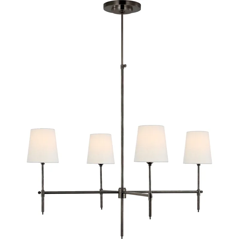 Thomas O'Brien Bryant 4 Light 36 inch Bronze Chandelier Ceiling Light in Linen, Large