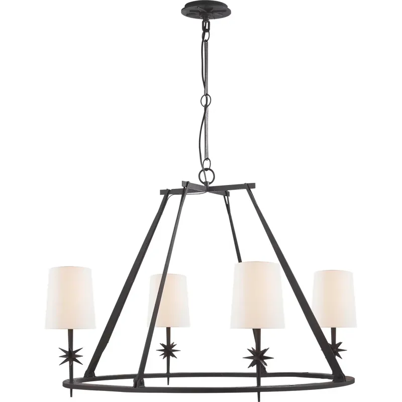 Ian K. Fowler Etoile 4 Light 35.5 inch Blackened Rust Chandelier Ceiling Light in Linen