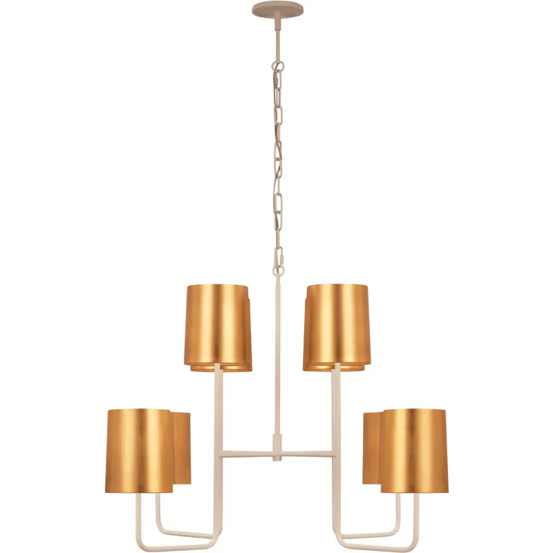 Barbara Barry Go Lightly LED 30 inch China White Two Tier Chandelier Ceiling Light in Gild, Extra Large