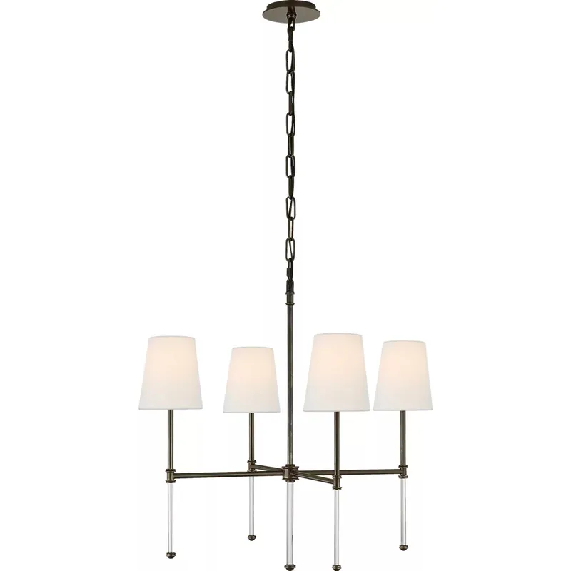 Suzanne Kasler Camille 4 Light 27.25 inch Bronze Chandelier Ceiling Light in Linen, Small