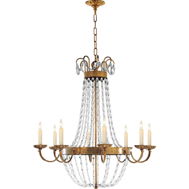 Chapman & Myers Paris Flea Market 8 Light 32 inch Antique-Burnished Brass Chandelier Ceiling Light, Large