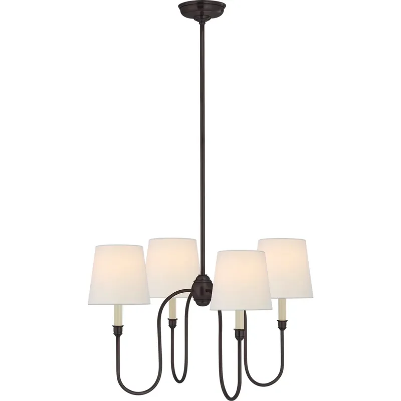 Thomas O'Brien Vendome 4 Light 26 inch Bronze Chandelier Ceiling Light in Linen, Small