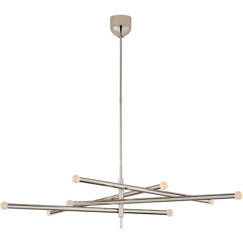 Kelly Wearstler Rousseau LED 53.25 inch Polished Nickel Articulating Chandelier Ceiling Light in Etched Crystal Orb, Grande
