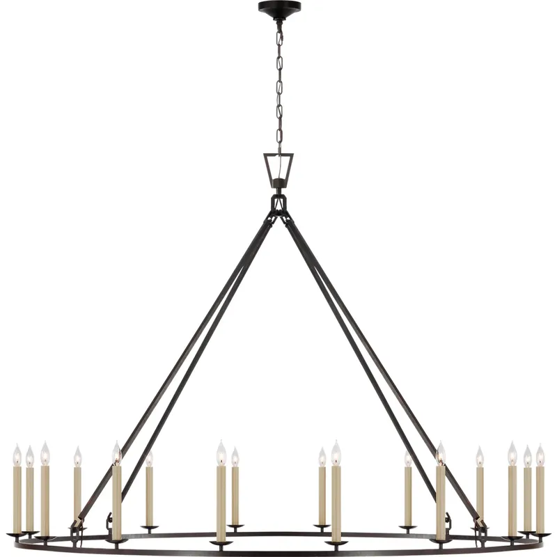 Chapman & Myers Darlana6 LED 73 inch Aged Iron Single Ring Chandelier Ceiling Light, Grande