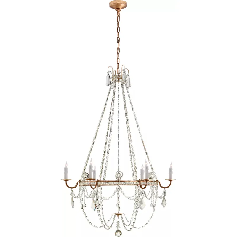 J. Randall Powers Sharon 6 Light 36 inch Gilded Iron Chandelier Ceiling Light, Medium