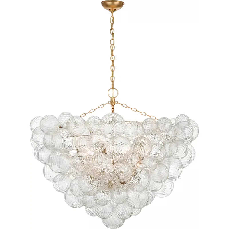 Julie Neill Talia LED 45.5 inch Gild and Clear Swirled Glass Chandelier Ceiling Light
