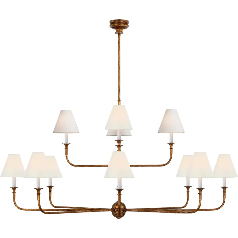 Thomas O'Brien Piaf LED 58 inch Antique Gild Two-Tier Chandelier Ceiling Light, Grande