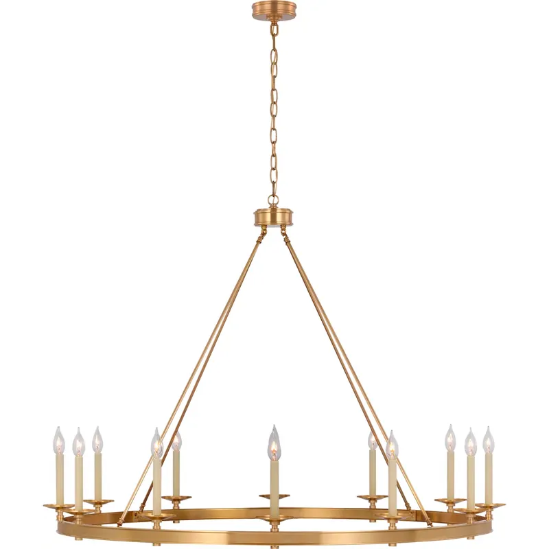 Chapman & Myers Launceton LED 53.25 inch Antique-Burnished Brass Ring Chandelier Ceiling Light, Grande