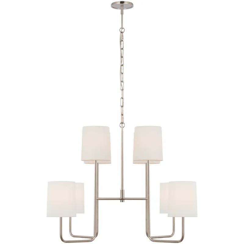 Barbara Barry Go Lightly LED 30 inch Polished Nickel Two Tier Chandelier Ceiling Light in Linen, Extra Large