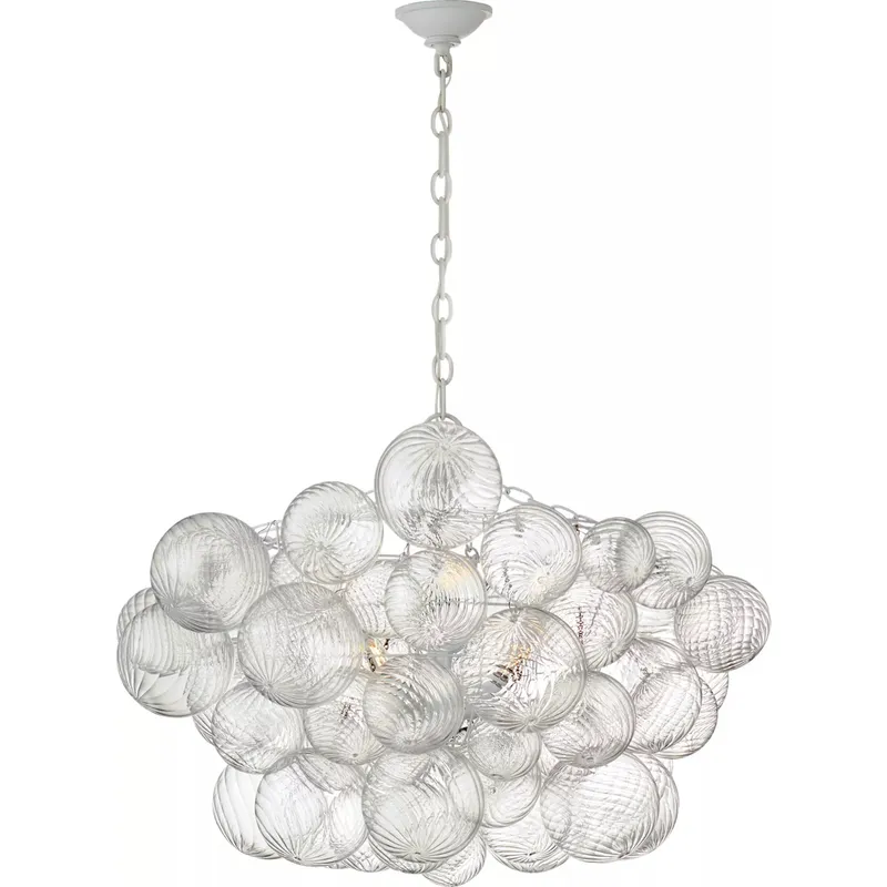 Julie Neill Talia 8 Light 33 inch Plaster White and Clear Swirled Glass Chandelier Ceiling Light, Large