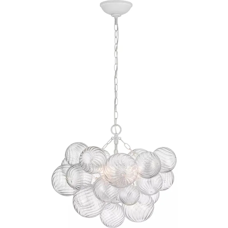 Julie Neill Talia LED 24 inch Plaster White and Clear Swirled Glass Chandelier Ceiling Light, Small