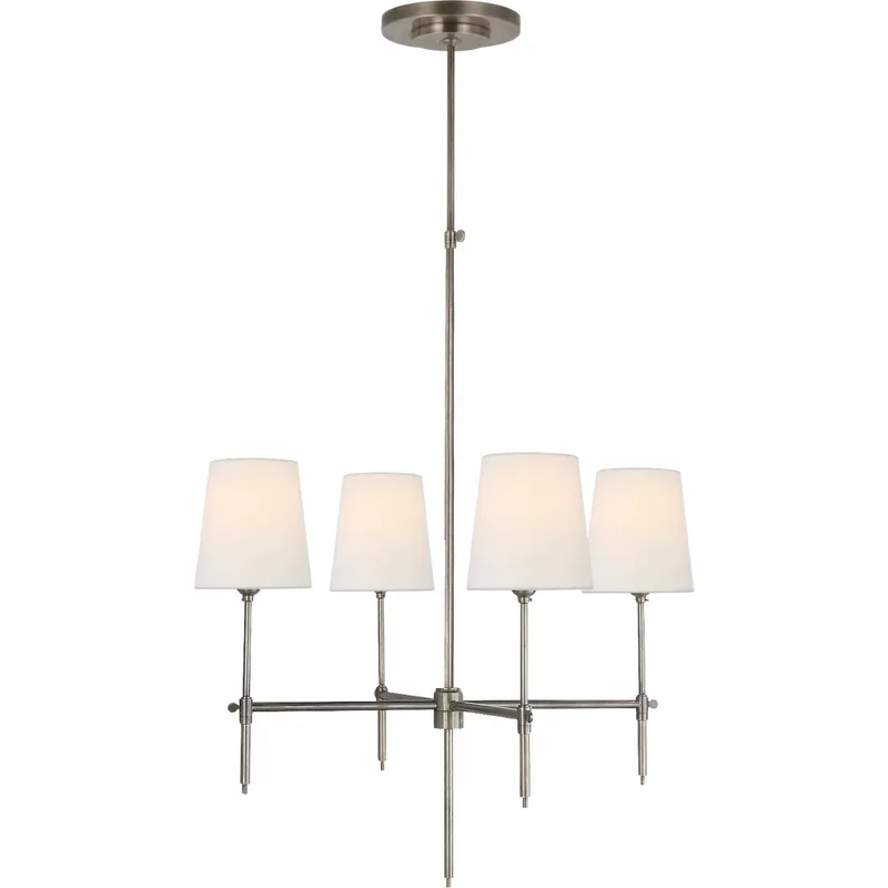 Thomas O'Brien Bryant 4 Light 26 inch Antique Nickel Chandelier Ceiling Light in Linen, Small