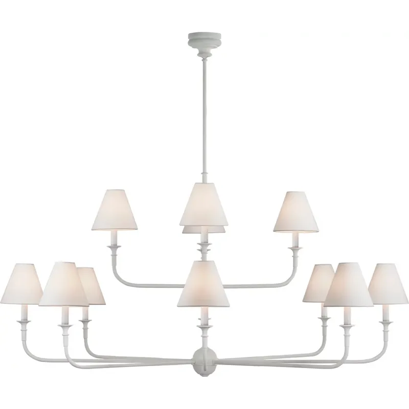 Thomas O'Brien Piaf LED 58 inch Plaster White Two-Tier Chandelier Ceiling Light, Grande