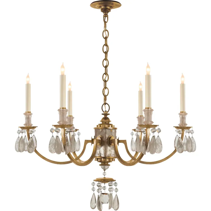 Thomas O'Brien Elizabeth 6 Light 33 inch Gilded Iron Chandelier Ceiling Light