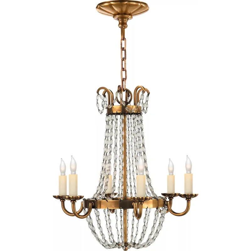 Chapman & Myers Paris Flea Market 6 Light 16.25 inch Antique-Burnished Brass Chandelier Ceiling Light, Petite