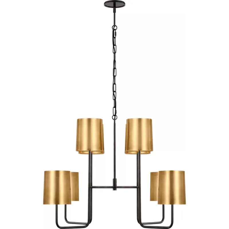 Barbara Barry Go Lightly LED 30 inch Bronze Two Tier Chandelier Ceiling Light in Soft Brass, Extra Large