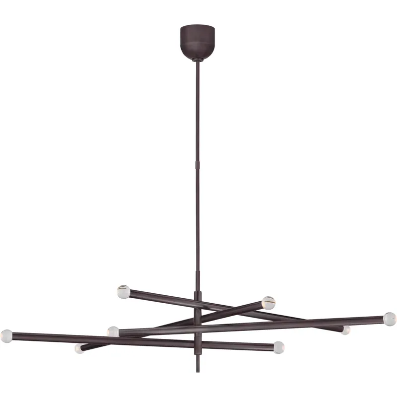 Kelly Wearstler Rousseau LED 53.25 inch Bronze Articulating Chandelier Ceiling Light in Clear Glass, Grande