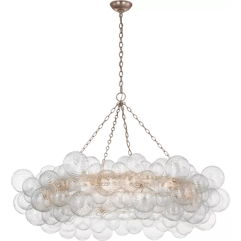 Julie Neill Talia LED 53.5 inch Burnished Silver Leaf and Clear Swirled Glass Ring Chandelier Ceiling Light