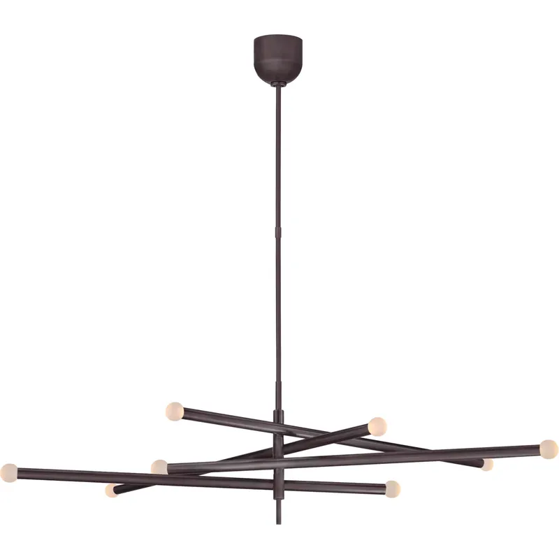 Kelly Wearstler Rousseau LED 53.25 inch Bronze Articulating Chandelier Ceiling Light in Etched Crystal Orb, Grande