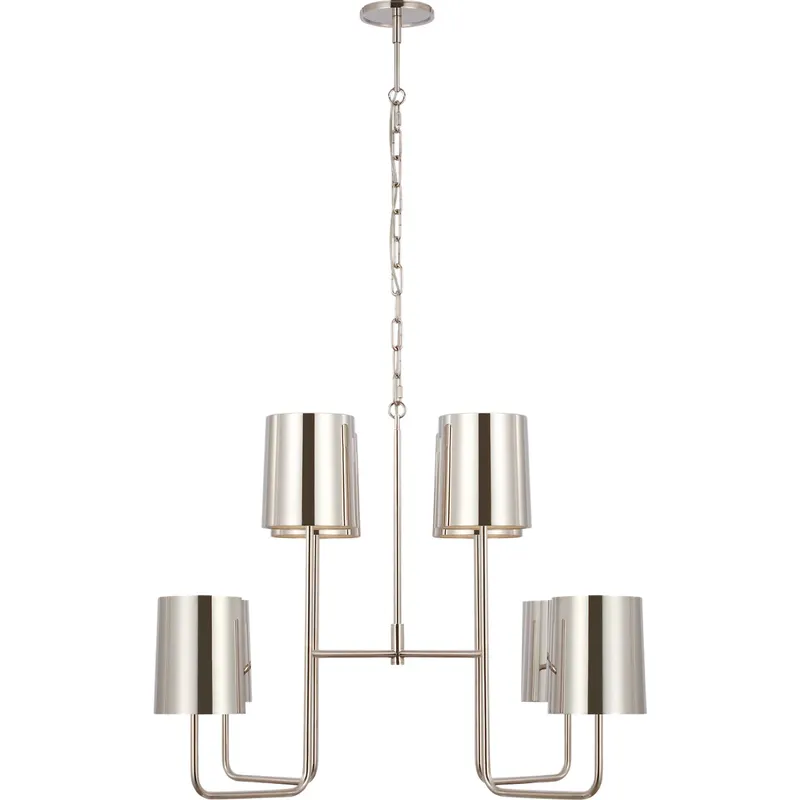 Barbara Barry Go Lightly LED 30 inch Polished Nickel Two Tier Chandelier Ceiling Light, Extra Large