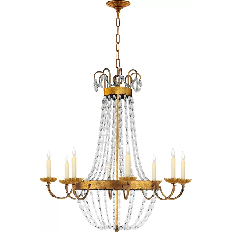 Chapman & Myers Paris Flea Market 8 Light 32 inch Gilded Iron Chandelier Ceiling Light, Large