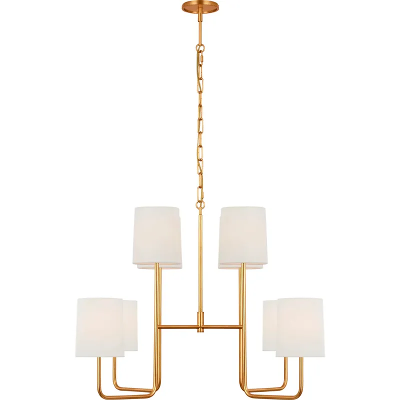 Barbara Barry Go Lightly LED 30 inch Gild Two Tier Chandelier Ceiling Light in Linen, Extra Large