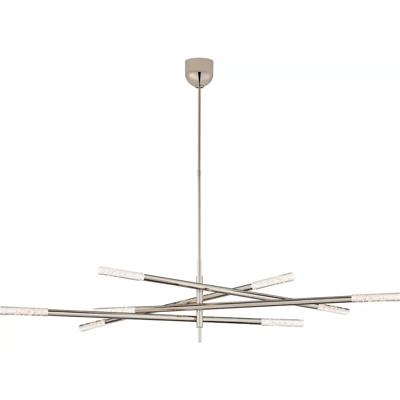 Kelly Wearstler Rousseau LED 65 inch Polished Nickel Articulating Chandelier Ceiling Light in Seeded Glass, Grande